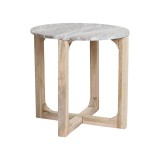 SIDE TABLE MARBLE FANTASY BROWN TEAK BASE 50